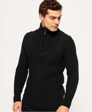 Superdry Jacob Heritage Henley Férfi Ugró Fekete/Szürke | TWIPE3781